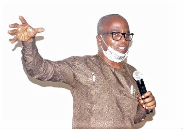Yaw Boadu-Ayeboafoh, Chairman of the National Media Commission, speaking at the orientation programme. Picture: MAXWELL OCLOO